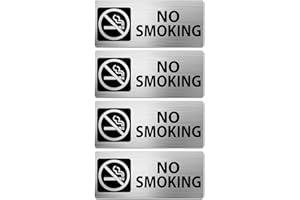 MEITAAT No Smoking Sign Aluminum 17.8 x 7.6 cm Metal Reflective Safety Signs Waterproof for Premises Indoor Outdoor Business Office with Removable Adhesive 4 Pack