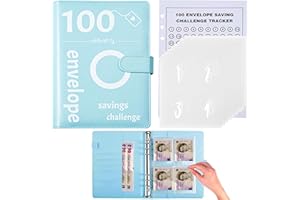 OOTTOK 100 Envelopes Saving Challenge UK - Money Saving Book as Cash Stuffing, Money Saving Challenge,Savings Binder, Money Saving Envelope for Laminated Budgeting Planning Tracker (Blue)