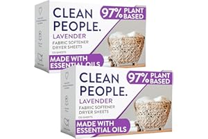 THE CLEAN PEOPLE The Clean People Fabric Softener Sheets - Dryer Sheets - Soften & Eliminate Static - Vegan Clothes Softener, Essential Oils - 240 Lv Pack