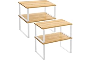 ‎SONGMICS SONGMICS Gewürzregal, 4er Set, Küchenregal, Küchen-Organizer, erweiterbar, Gewürzhalter, stapelbar, mit Metallrahmen, 19,5 x 29,7 x 15,8 cm, wolkenweiß-naturbeige KCS010N01