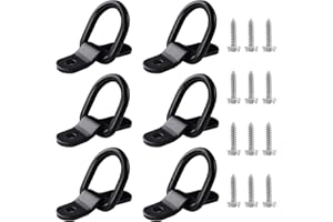 ANBOWEI D Ring Tie Down Anchors, 6pcs Heavy Duty Lashing Rings Van Cargo Tie Down Eyes Black Lashing Hooks for Trailer, Truck, Camper, Boat Rope Anchor Point - with Screws Load 400 KG