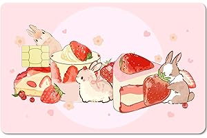 CREATCABIN Pink Card Skin Sticker Bunny Rabbit Debit Credit Card Skins Covering Strawberry Cake Personalizing Bank Card Protecting Decals Waterproof No Bubble for EBT Transportation Card 7.3x5.4Inch
