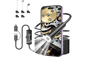 Endoscope Inspection Camera, Ferdiiz 1920P HD Borescope Camera, 16.4ft Semi-Rigid Snake Endoscope with 8 Adjustable LED Lights, IP67 Waterproof Drain Pipe Borescope Gadgets Tool for iOS9+ Android 6+