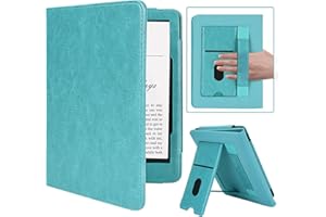 MMK Etui Kindle Paperwhite 7"/6.8" (12e Gén. 2024/11e Gén. 2021),PU Housse Cuir et dragonne, Coque Fermeture Magnétique, pour Kindle Colorsoft Signature Edition 2024 1st Lac Bleu