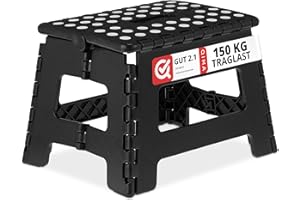 Relaxdays Klapphocker faltbar, Camping Hocker, Kinder Badhocker, bis 150 kg, Kunststoff, HBT: 22 x 35 x 28 cm, schwarz