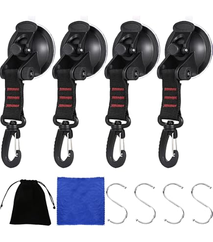 Confezione da 4 ancoraggi a ventosa con supporto a ventosa per auto