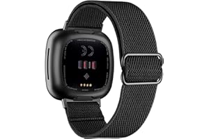 Migeec Cinturino per Fitbit Versa 3, Cinturino di Regolabile Sportivo in Nylon Elastico con Connettore in Metallo