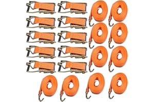 maXpeedingrods 10 pièces 5000kg 10m Sangle d'arrimage Sangle à cliquet avec Crochet 50mm 5000 daN 5t pour l'arrimage Professionnel Camion Voiture