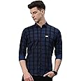 Majestic Man Men Small Checkered Slim Fit Cotton Casual Shirt