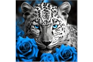 Miquans Art 5D Diamond Painting，Peinture Diamant Adulte,Tigre Murale Décoration Complet Animal Fleur,(35x35cm) Peinture Broderie Diamant Painting Kit Complet Pour