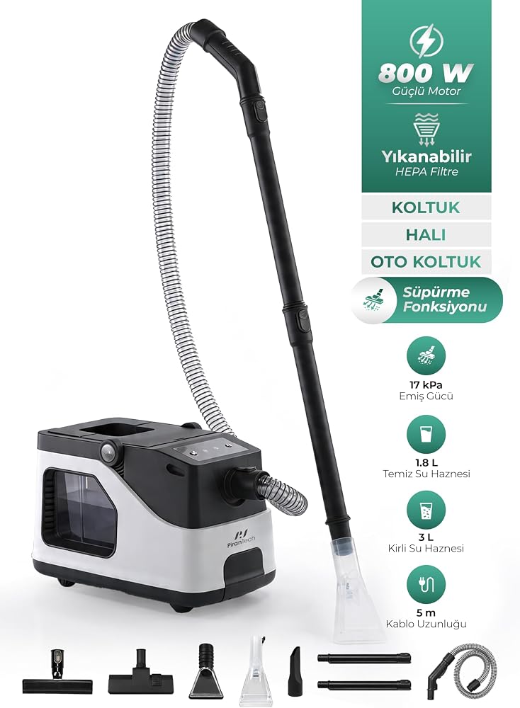 KT-503 Premium Koltuk & Halı Yıkama Makinesi (800W | 17 kPa) | Güçlü Emiş Gücü ile Kirleri Kolayca Çözer
