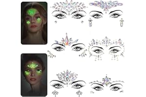 XIEXIESHER 6 Piezas Tatuajes Temporales, Cara Festiva con Purpurina de Diamantes de Imitación, Joyas de Diamantes de Imitación para Ojos, Fiestas, Espectáculos y Maquillaje