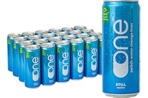 One Water Natural Still Spring Water 24 x 330ml Cans - Pure Refreshing 7.7pH Canned Water - 100% Recyclable & Sustainable Can - Plastic Free - Bulk Pack