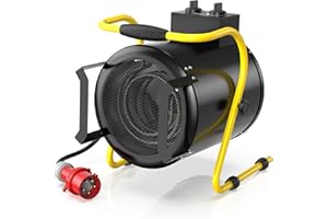 DAHTEC Calefactor Industrial 5000W - Calentador Aire Caliente Portatil - con Ajuste de ángulo de 0 a 25° y Termostato - Apto para Construcción, Garaje e Invernadero