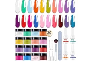 EODCI Dip Powder Nail Kit Starter 20 Colores Rainbow Dipping Powder con Activador Líquido Dip Base Top Coat French Manicura Uñas DIY Regalo de San Valentín