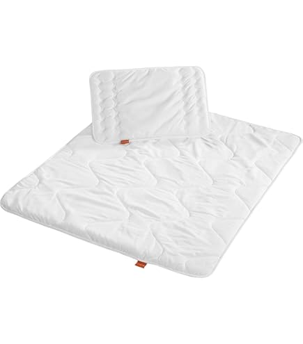 Piumone Lettino Con Sbarre Sleepling 197121 Set Per Lettino Bambini Composto Da Piumino Per Tutto L'anno 100 X 135 Cm E Cuscino Per Bambini 40 X 60 Cm, 100% Microfibra, Anallergico, Bianco Coperta Bimbo 4 Stagioni