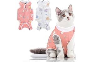 XdealCozyxc 2 Pack Cat Surgery Recovery Suit, Breathable Cat Suit Post Surgery Female, Pet Surgical Shirt Cat Clothing Pajama (M)