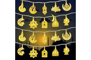 Shinybox Ramadan Eid łańcuch świetlny, 3 m, 20 diod LED, muzułmańskie, ramadan, gwiazdy, księżyc, dekoracja Eid Mubarak, zasilanie bateryjne, do ramadanu, na zewnątrz, do ogrodu, na taras