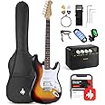 Donner 39 Inch Electric Guitar Beginner Kit Sunburst Full-Size Starter Package HSS Pick Up with All Accessories Amp Online Lesson Bag Tuner Capo Strap String Amp Cable Picks DST-100S