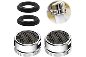 MODURIO 2 Pack M24 Tap Aerators, Quick Fit Tap Filter Nozzle with Gasket, Faucet Filter Replacement Insert for Kitchen & Bathroom Mixer Tap, Water-Saving Kitchen Tap Aerator for UK Taps (24MM)