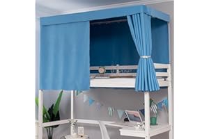 Treer Students Dormitory Bunk Bed Curtain, Blackout Bed Curtains Dustproof Mosquito Bed Canopy Moveable Curtain Shading Nets for Single Bed Bottom and Top (Blue,1.2x2M)