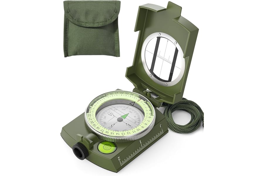 Sportneer Hiking Compass Navigation, Waterproof Shockproof Military Compass For Hiking Climbing Biking Exploring Geology Outdoor Activities
