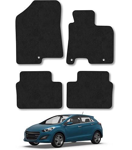 Custom Fit Floor Mats For Hyundai I30 HTB/CW 2007-2012 - 4-Piece Black Set With Logo 10 thumbnail image