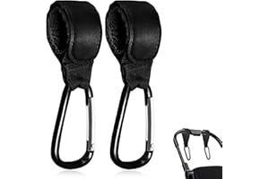 OKALABANDEE 2 Stück Schwarz Kinderwagen Haken,Kinderwagen Haken sehr Belastbar für Wickeltasche Rucksäcken, Geldbörsen Und Zubehör Universelle Karabinerhaken