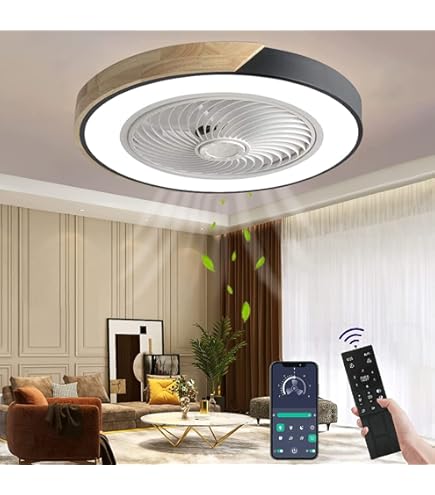 YUNZI Ventilateur Plafond Avec Luière Électrique, Silencieux Pour 30²
