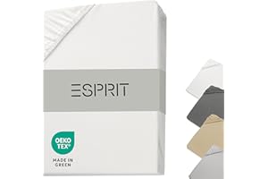 ‎ESPRIT HOME Esprit Spannbettlaken 90x200cm Baumwolle Jersey bis Bettlaken 120x200cm weiß - Spannbetttuch 100x200 für Boxspringbett & Kinder in Hotelqualität & bis 30 cm hohe Matratzen - atmungsaktiv & ÖkoTex