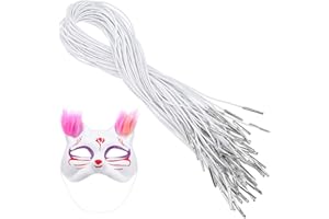 SEWACC 50 Pièces Corde Élastique Brads pour L'artisanat en Papier Cordon Ajustable Masque en Métal Chapeau Mentonnière Attaches en Papier Masques Corde Ronde Blanche Ménage Polypropylène