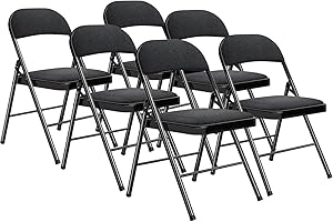 BULAGE 6er Set Gartenstühle Stapelstuhl mit Langlebiger Stahlrahmen, Gartenmöbel und Balkonmöbel, Zuhause und Büro Klappstuhl Schwarz, Campingstuhl Esszimmerstühle