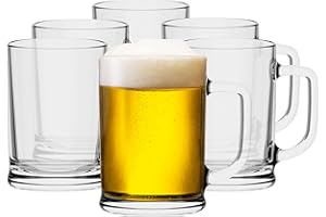 ‎TREND FOR HOME TREND FOR HOME Kufel do Piwa Zestaw Kufli do Piwa z Wygodnym Uchwytem Szklanka do Piw Jasnych i Ciemnych Grube Dno Szkło Przeźroczyste | Można Myć w Zmywarce | Kolekcja Ulf | 500 ml | 6 Sztuk