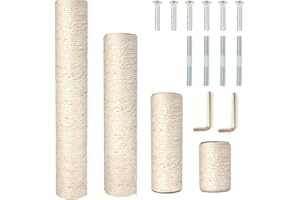 Pinkgarden Tiragraffi di ricambio in sisal naturale, 4 pezzi, M8, per lavori di ricondizionamento, bianco, viti incluse (40 + 30 + 20 + 10 cm)