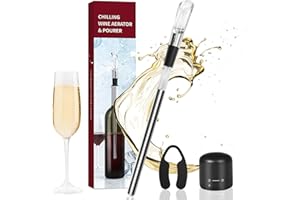 CHUNER Refrigeratore per Vino, Raffredda Bottiglie Set 4 in 1: Asta di Raffreddamento Acciaio Inossidabile, Aeratore Decanter, Taglierina e Tappo, Refrigerante per Champagne Regalo Ideale per Festa Bar