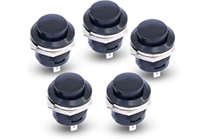 YTIAN 5 x SPST Commutateur a Bouton-Poussoir Rond a Bascule Momentane AC 6A/125V 3A/250V