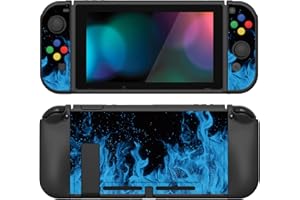 PlayVital Coque pour Switch Protection,Joycon Cover avec Capuchon pour Nintendo Switch et Protecteur d'Écran & ZealProtect Boutons-Flamme Bleue