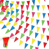 WOOLUCK 240M 450 pcs Triangle Bunting Banner, Nylon Bunting Decoration, Multi-Coloured Garlands for Birthday Wedding Party, O