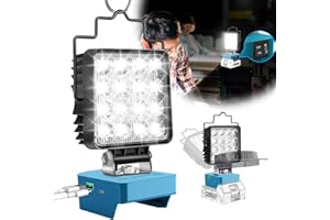 FOVENDI Lampada da Lavoro Compatibile Con Batteria Makita 18V/21V, 48W Faro LED Con 2 Impostazioni di Luminosità, Portatile e Ricaricabile, Ricarica di Tipo C e USB (Senza Batteria)
