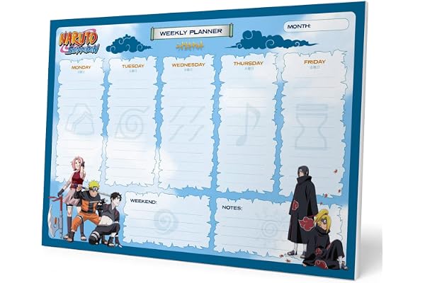 Grupo Erik - Bloc Notes A4 Semainier Naruto | Sous-Main Bureau, Planner Hebdomadaire | Papeterie de Bureau Anime, To Do List, Blocs Mémo, Fournitures Scolaires