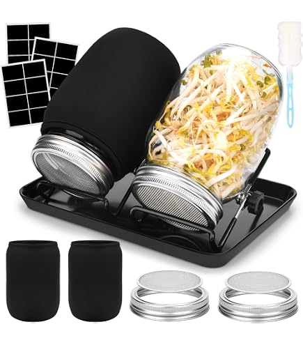 Lot De 2 Pots De Germination 750 Ml – Verre, Couvercles Inox 304, Plateau De Drainage, Pour Graines