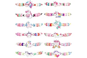Capaneus Einhorn Freundschaftsarmbänder - 12 Stück Einstellbare Geflochtene Armbänder für Mädchen und Kindergeburtstage