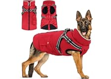 Woiil wasserdichte Hundejacke Hundemantel mit Geschirr Reflektierend warme Winterweste für ganz große Hunde mit D-Ring Geschi