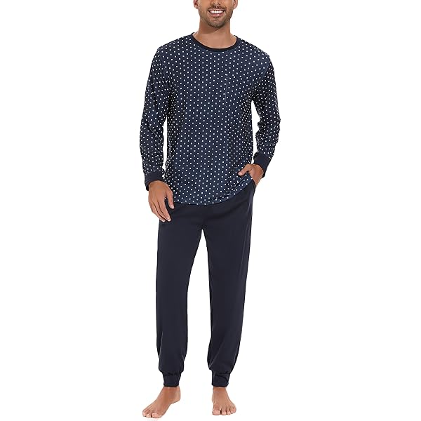 Pyjama Homme Hiver En Coton – Ensemble Manches Longues Chaud Et Confortable | Tissu Thermorégulateur, Poches, Tailles S à 3XL