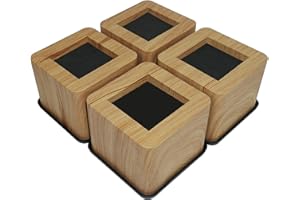 aspeike 3 INCH Square Bed and Furniture Risers Heavy Duty Bed Lifts - Lifts Up to 2,200 LBs/1,000kg Couch Sofa or Table Risers (Plastic) Wooden Color, 4 Pcs