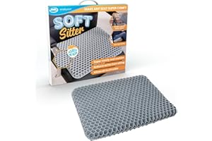 JML Soft Sitter Honeycomb Cushion - Gel Seat Cushion for Support and Flexibility, Home, Office, Gaming and Car Seat Pads - Lightweight, Durable, Breathable for All-Day Comfort and Posture, Grey