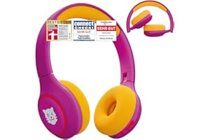 tigermedia tigerbuddies - Cuffie Bluetooth per bambini, vestibilità regolabile e morbida imbottitura, per bambini, con limitazione del volume, connettore jack e Bluetooth, 8 ore, senza fili