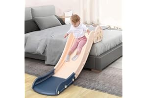 HOLDONELIGHT Kids Sofa Slide Climbing Slide for Bed Toys for Kids Playing Home Easy to Assemble The Lengthen Board Playset for Having Fun (Pink + Blue)