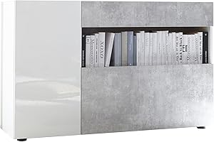 Web Convenienza Mobile Ingresso Moderno - Made in Italy - Collezione Nice - Mobiletto Contenitore con Struttura Bianca per Soggiorno (Cemento)