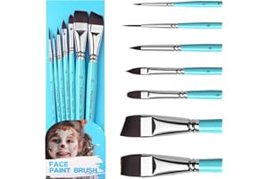 FUUMUUI Pinceles Maquillaje para Niños - 7 Piezas Pinceles Profesionales de Pelo Sintético para Pintura Facial, Maquillaje Teatral, Carnaval, Maquillaje Niños Halloween I Pincel Maquillaje Infantil